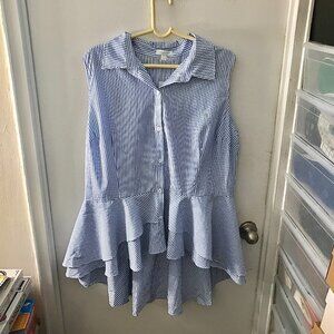 Women's NY&Co. Sleeveless Striped Asymmetrical Blouse - Size XXL - NEW